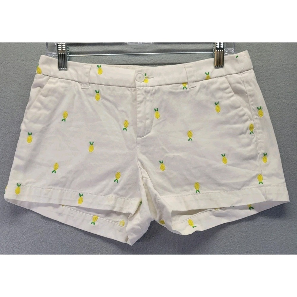 Merona White Shorts With  Embroidered Lemons Womens Size 2‎